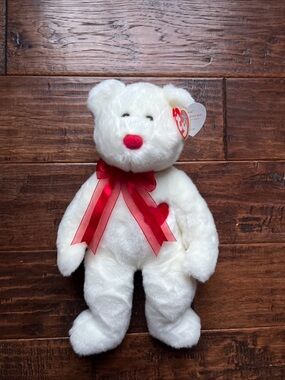 Ty Beanie Buddy Valentino The Bear with Heart & Red Ribbon 14" 35cm  1999